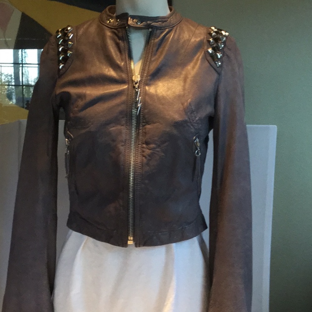 Faith Connexion Grey Leather Jacket XS